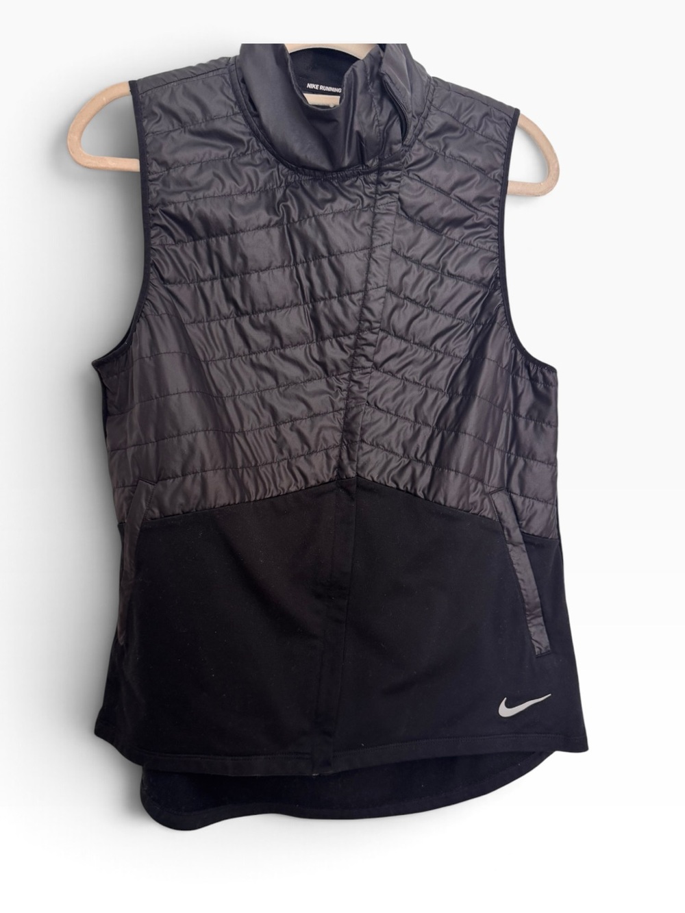 Nike Women’s Black Quilted Hybrid Vest with Reflective Swoosh